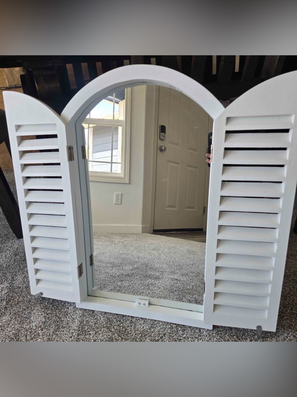 White Arched Shutter Mirror - Home Wall Decor